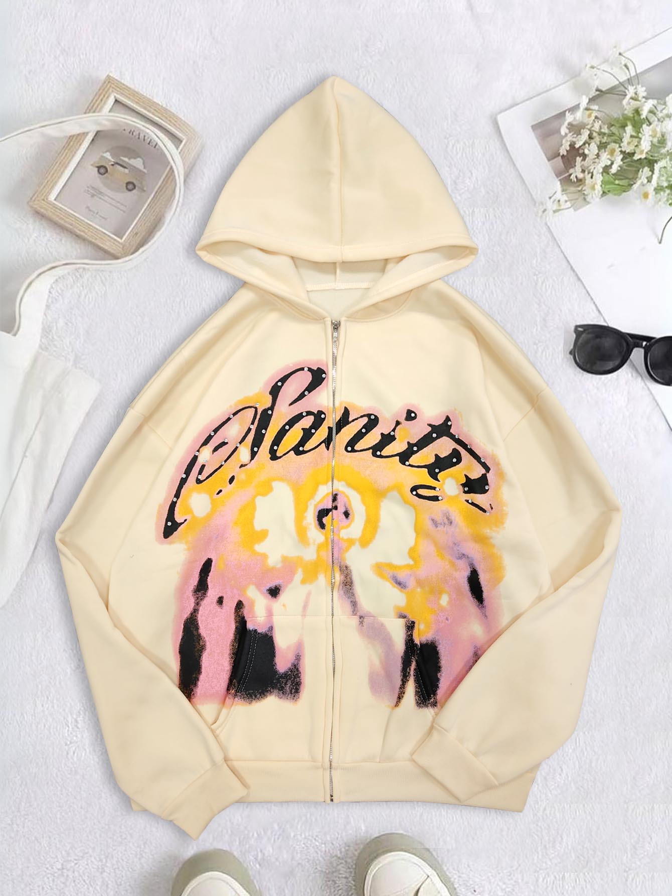 Vintage Zip Hoodie - Amerykańskie retro jesienno-zimowe kardigany z kapturem