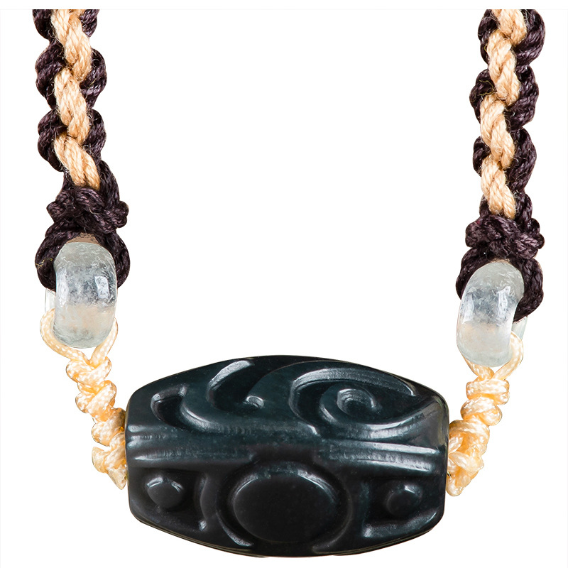 Vintage Necklace - Naszyjnik z zawieszką z rzeźbionego jadeitu
