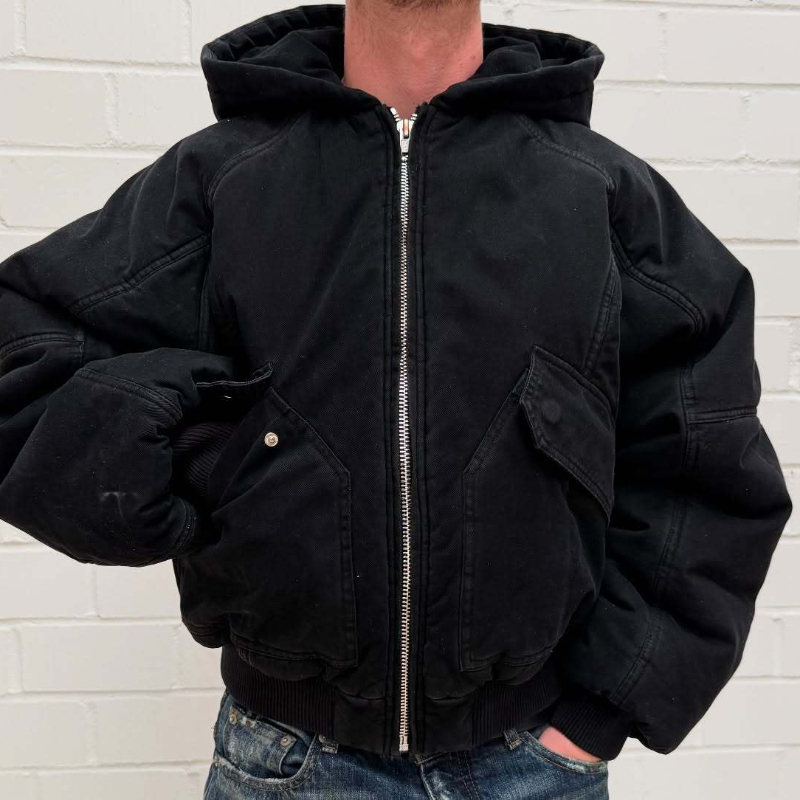 Vintage Zip Hoodie - Męska kurtka bomberka z kapturem, oversize,