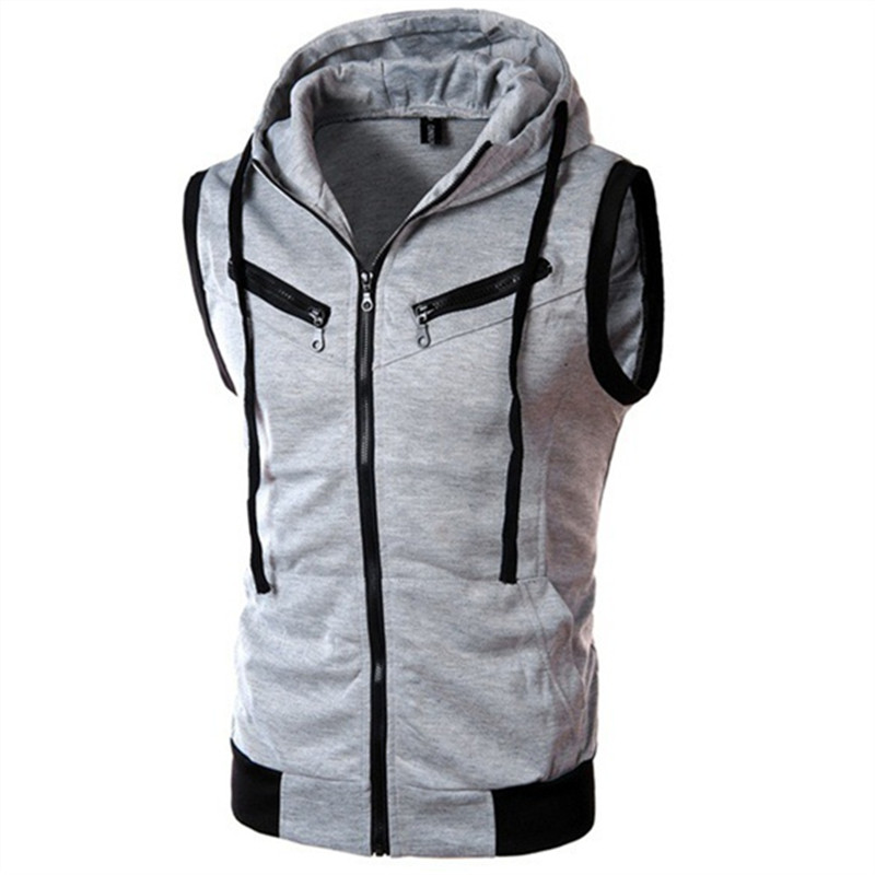 Vintage Zip Hoodie - Nowe męskie kamizelki z kapturem bez
