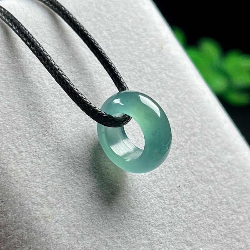 Vintage Necklace - Naturalny Szmaragdowy Niebieski Pierścień z Koralikiem